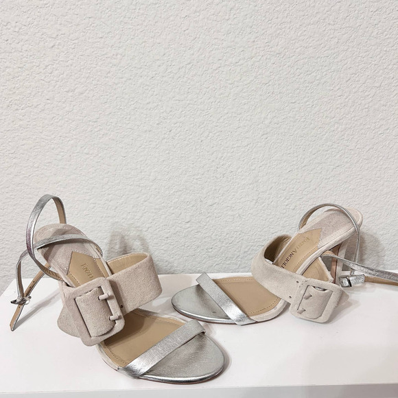 Enzo Angiolini Suede and Metallic Sandal Mixed Media Suede Leather Size 8 - Picture 2 of 9